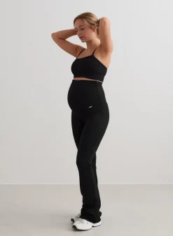 AIM’N Black Ribbed Seamless Flare Maternity Tights
