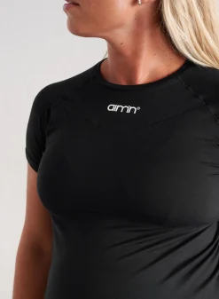 AIM’N Black Soft Basic Maternity Short Sleeve