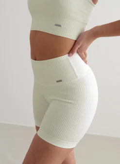 AIM’N Off-White Ribbed Midi Biker Shorts
