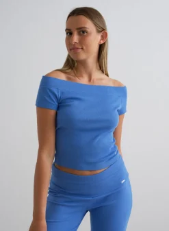AIM’N Ease Ribbed Off-shoulder Top