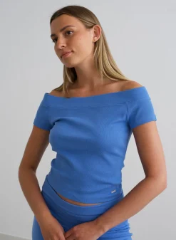AIM’N Ease Ribbed Off-shoulder Top