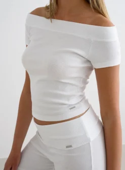 AIM’N Ease Ribbed Off-shoulder Top